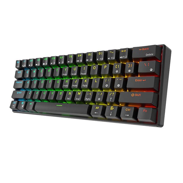 Mekaniskt tangentbord Royal Kludge RK61 RGB, brun switch (svart)