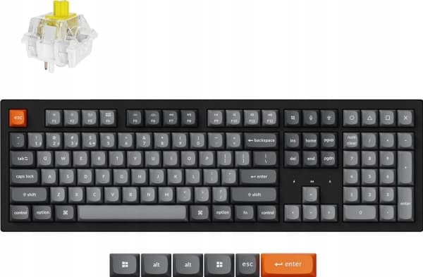 Keychron K10 Max QMK, Fullstor (100 %), Kabel & Trådlös, USB + RF Wireless + Bluetooth, Mekaniska tangentbrytare, RGB LED, Svart