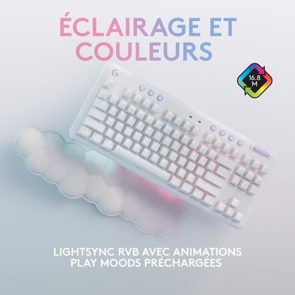 Speltangentbord - Trådbundet - Logitech G - G715 - Mekaniskt - Handledsstöd - Taktil Switch GX Brown - White Mist
