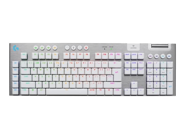 Logitech G G915 X - Tastatur - LIGHTSPEED - bakgrunnsbelyst - trådløs - Bluetooth 5.0, 2.4 GHz, USB - QWERTY - US International - tastsvitsj: GL Tact Hvit