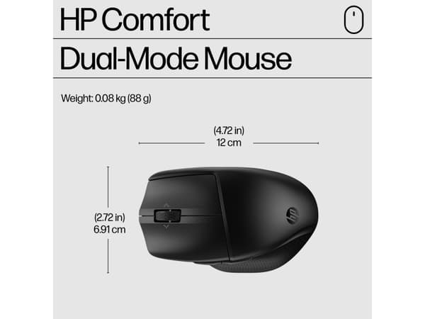 HP 685 Comfort Dual-Mode Keyboard and Mouse Combo, Full-size (100%), Wireless, RF Wireless + Bluetooth, Black, Mouse included