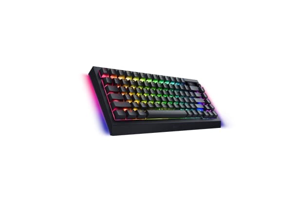 Razer BlackWidow V4 Pro - Tangentbord - 75% - med OLED-display, roterande kodare - bakgrundsbelyst - trådlös - USB-C, 2.4 GHz, Bluetooth 5.1 - QWERTY