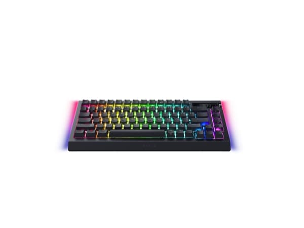 Razer BlackWidow V4 Pro - Tangentbord - 75% - med OLED-display, roterande kodare - bakgrundsbelyst - trådlös - USB-C, 2.4 GHz, Bluetooth 5.1 - QWERTY