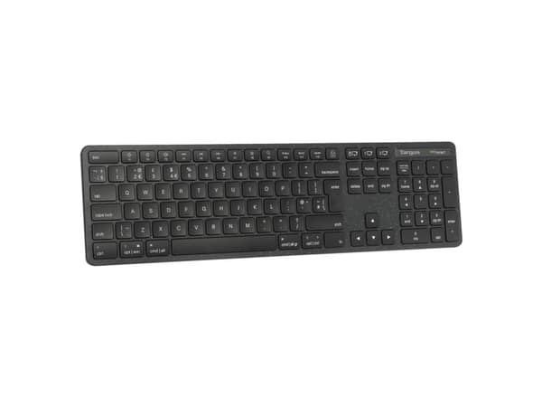 Targus EcoSmart - Tastatur - full size - bakteriedrepende middel - trådløs - Bluetooth 5.0, 2.4 GHz - QWERTY - Storbritannia - svart