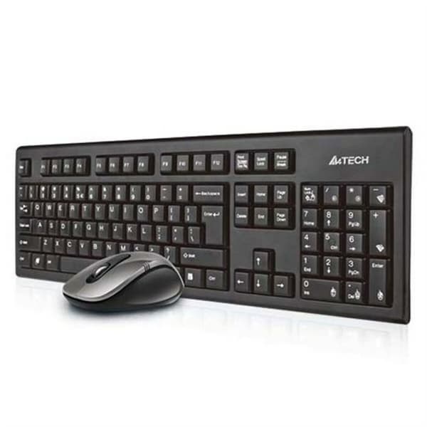 Tangentbord och Mus A4 Tech 7100N Qwerty UK Svart Svartvit Inte Engelska QWERTY Qwerty US