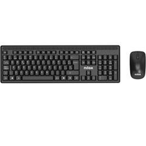Tangentbord och Mus Nilox NXKMWE011 Svart Qwerty Spanska Svart