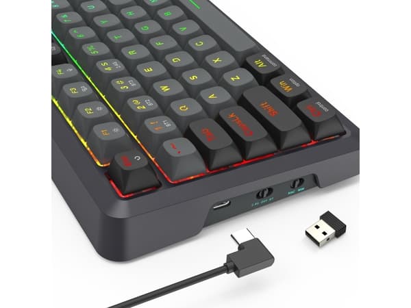 REDRAGON K688GB-RGB-PRO Bragi, Kabel & trådløs, USB + RF Wireless + Bluetooth, Mekanisk, Sort