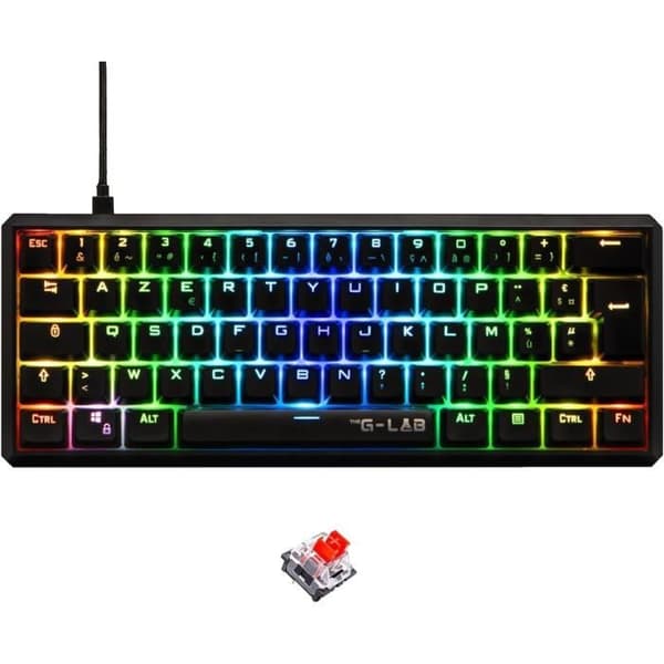 Speltangentbord - The G-Lab - KEYZ TALLIUM TKL - Mekanisk (röd switch) - Hot Swappable - RGB - Trådbunden - Azerty - Svart