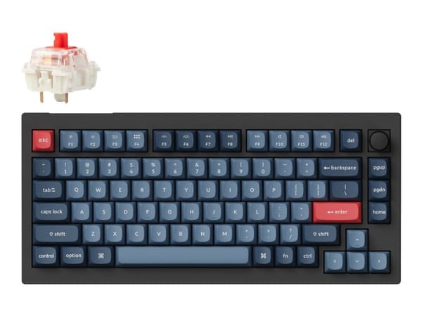 Keychron V1 MAX 75% Knob Wireless Tri-Mode QMK/VIA Gateron Jupiter Red Switch Carbon Black