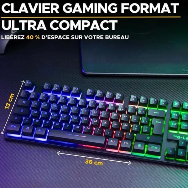 Speltangentbord - The G-Lab - KEYZ CESIUM TKL WIRELESS - trådlöst - azerty - Svart