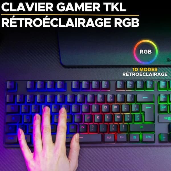 Speltangentbord - The G-Lab - KEYZ CESIUM TKL WIRELESS - trådlöst - azerty - Svart