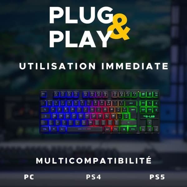 Speltangentbord - The G-Lab - KEYZ CESIUM TKL WIRELESS - trådlöst - azerty - Svart