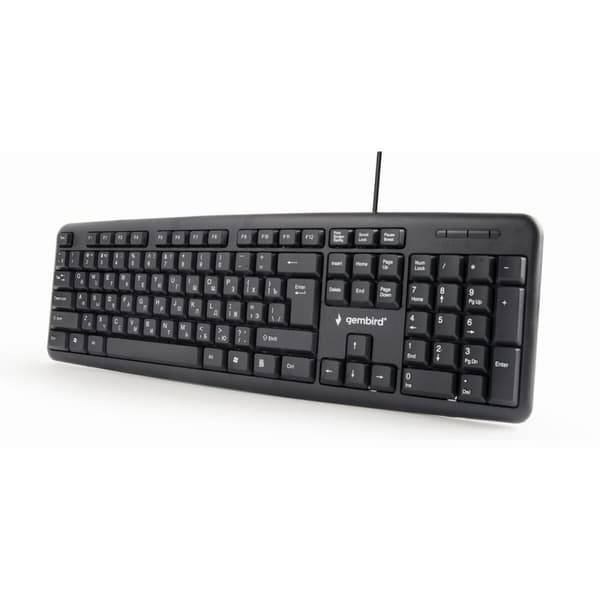 Tastatur GEMBIRD KB-U-103-RU Sort Monochrome Engelsk Russisk QWERTY