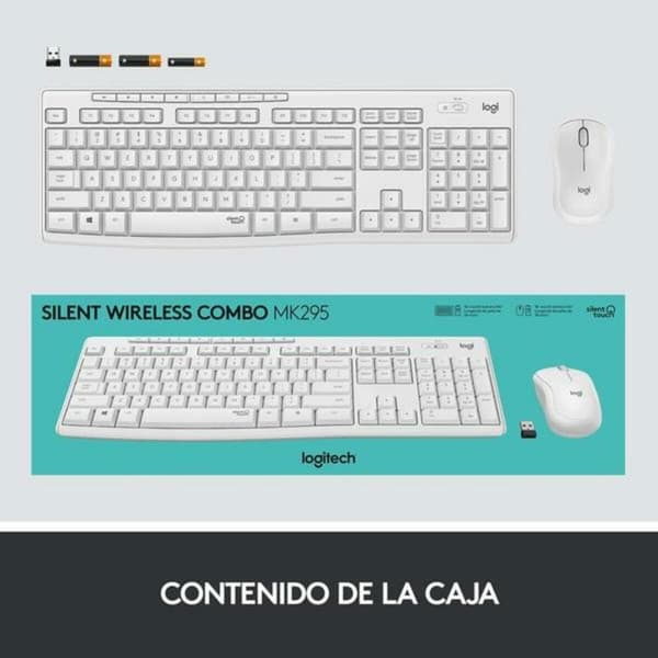 Näppäimistö ja hiiri Logitech MK295 Valkoinen Espanjalainen Qwerty