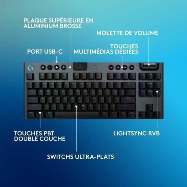 Trådlöst Tangentbord Logitech G915 TKL X Svart AZERTY