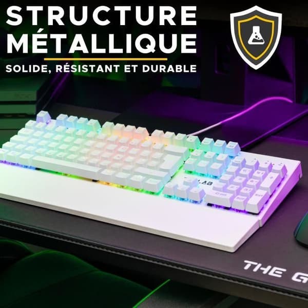 Speltangentbord - The G-Lab - KEYZ RUBIDIUM - Mekanisk (röd switch) - Handledsstöd - RGB - Trådbunden - Azerty - Vit
