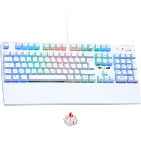Speltangentbord - The G-Lab - KEYZ RUBIDIUM - Mekanisk (röd switch) - Handledsstöd - RGB - Trådbunden - Azerty - Vit
