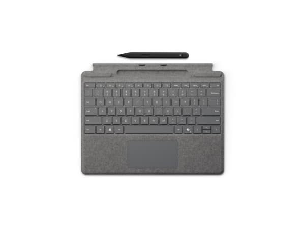 Microsoft Surface Pro Keyboard for Business - Tastatur - med pennelagring - med akselerometer, pekeplate, Surface Slim Pen lagring og ladebrett - bak