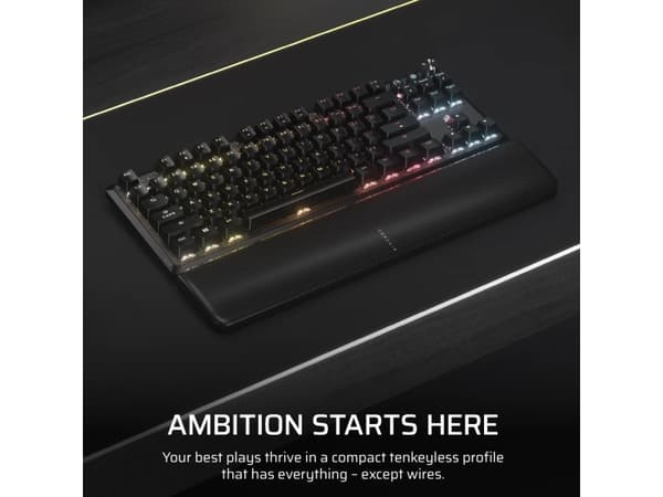 CORSAIR K70 CORE TKL WIRELESS RGB - Näppäimistö - TKL - taustavalaistu - langaton - Bluetooth, USB, 2,4 GHz - QWERTY - Nordic - avainliitin: CORSAIR