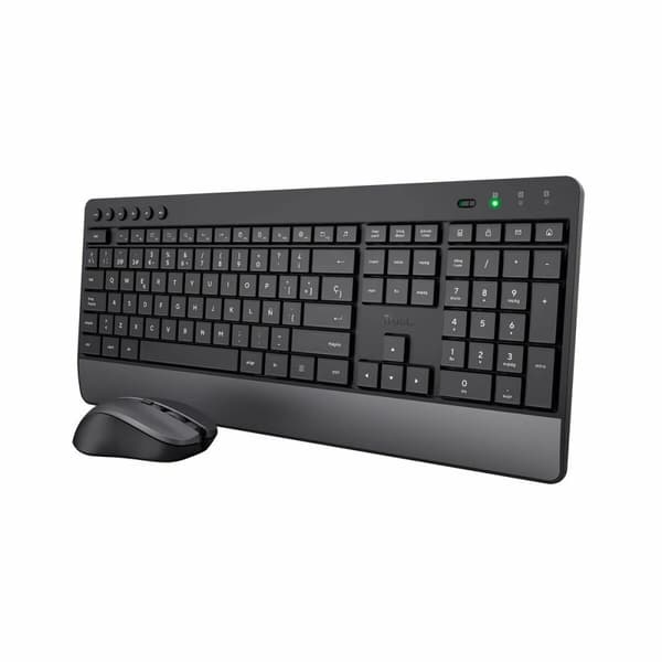 Tangentbord och Mus Trust Trezo Svart Qwerty Spanska spanska QZERTY Svart