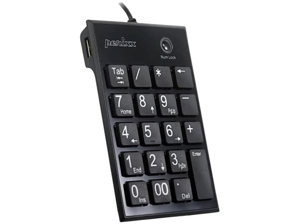 Perixx Perixx PERIPAD-202 H, USB number pad with 2-port hub, black
