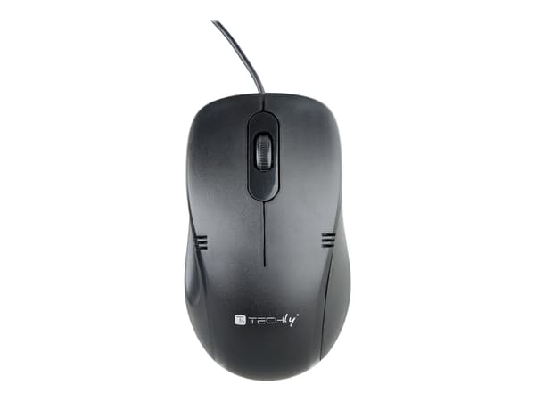 TECHly - Mus - ergonomisk - vertikal - optisk - 6 knappar - trådlös - 2.4 GHz - trådlös USB-mottagare - svart - hängande låda