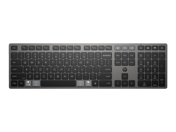 HP 725 - Näppäimistö - monilaite, ladattava, virtalähteenä SuperCapacitor - täysikokoinen - langaton - 2,4 GHz, Bluetooth - QWERTY - Pan Nordic - yöm