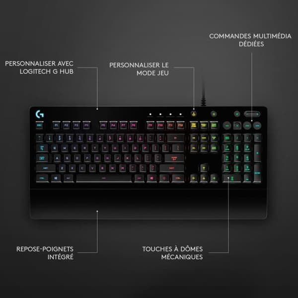 Trådbundet speltangentbord - LOGITECH G - G213 Prodigy - USB - AZERTY - Svart