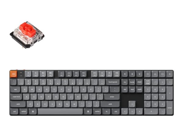 Keychron K5 MAX - Tangentbord - QMK/VIA, anpassat mekaniskt - 100% - bakgrundsbelyst - trådlös - Bluetooth 5.1, 2.4 GHz, USB - tangentbrytare: Gatero Svart, Grå