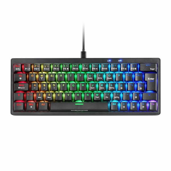 Gaming Tangentbord/ OR: Speltangentbord Mars Gaming MKMINIPROYES Svart Qwerty US Svart