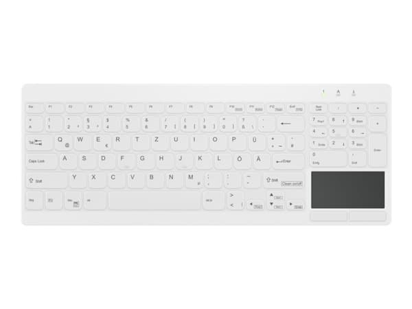 CHERRY Medical AK-C7412F - Tangentbord - kompakt - compact - med pekplatta - trådlös - 2.4 GHz, USB-C - QWERTY - hela norden - tangentbrytare: Tactil