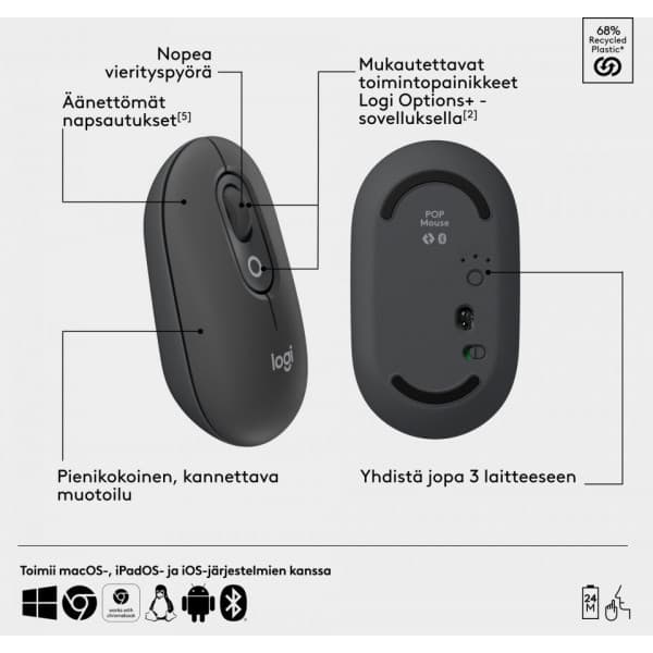 Logitech POP Icon Combo -näppäimistö ja hiiri, grafiitti