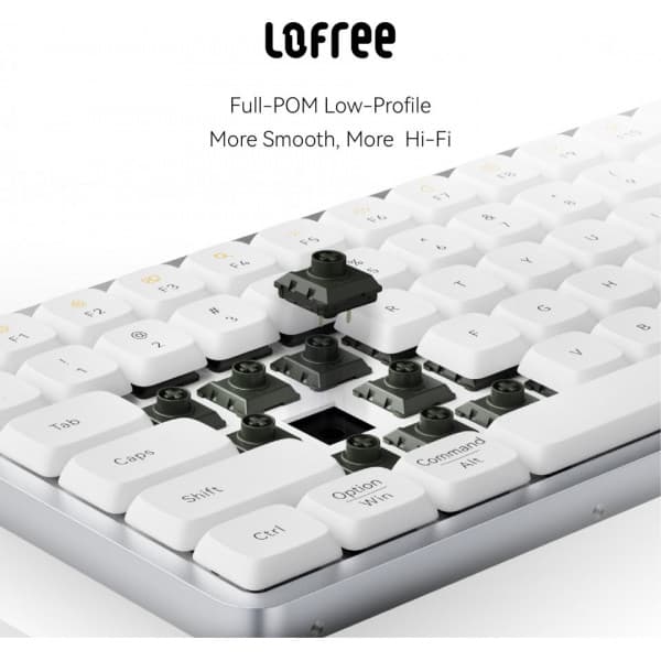 Lofree Flow84 -mekanisk lavprofil tastatur, Linear Kailh Ghost -kontakter, hvid