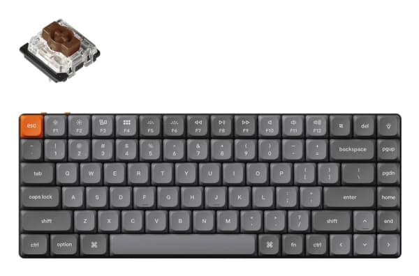 Keychron - K3 Max QMK/VIA Wireless Custom Mechanical Keyboard - Matalaprofiilinen langaton mekaaninen näppäimistö Valkoinen Gateron Ruskea