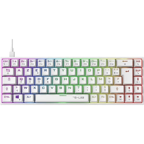 Speltangentbord - The G-Lab - KEYZ TITAN - Mekanisk (röd switch) - Trådbunden - RGB - Vit