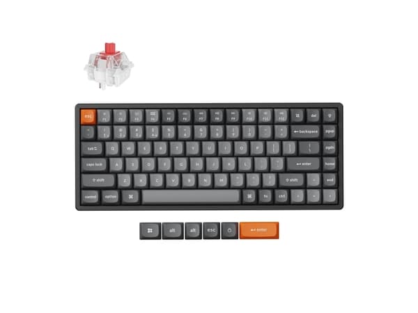 Keychron K2 Max, 75%, Kabel & Trådlös, USB + RF Wireless + Bluetooth, Mekaniska tangentbrytare, RGB LED, Svart, Grå