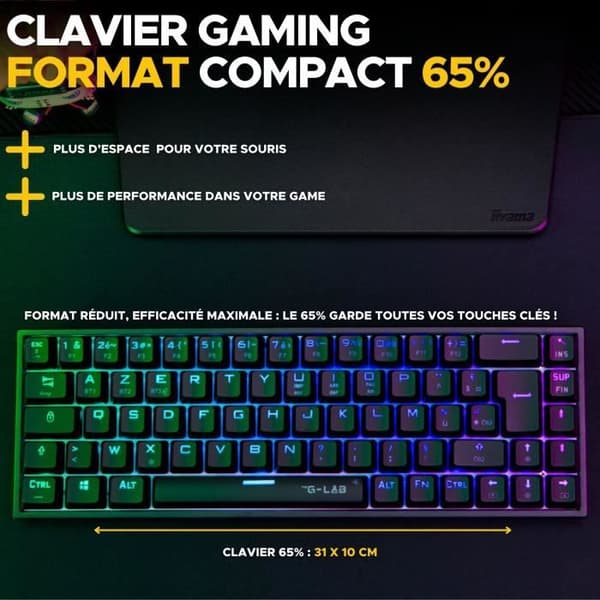 Speltangentbord - The G-Lab - KEYZ TITAN - Mekanisk (röd switch) - Trådbunden - RGB - Svart