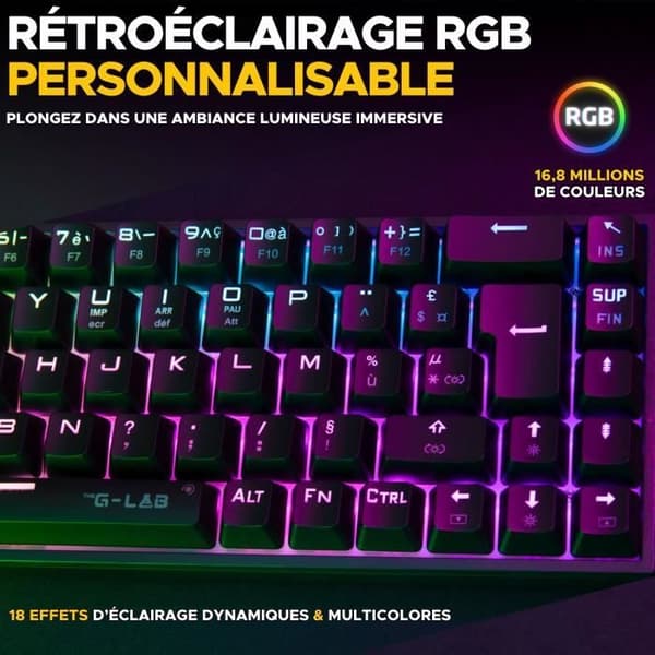 Speltangentbord - The G-Lab - KEYZ TITAN - Mekanisk (röd switch) - Trådbunden - RGB - Svart