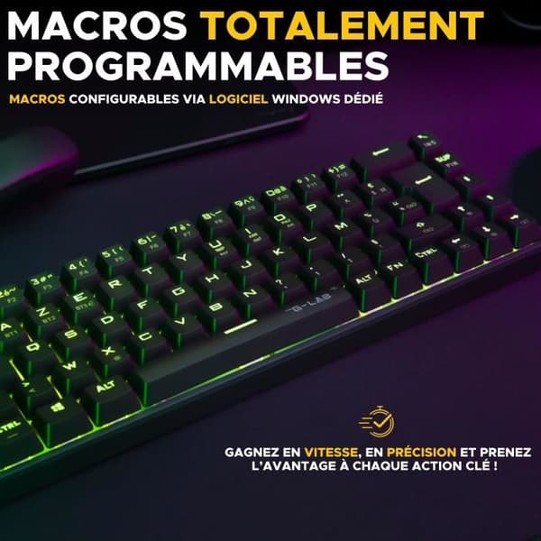 Speltangentbord - The G-Lab - KEYZ TITAN - Mekanisk (röd switch) - Trådbunden - RGB - Svart