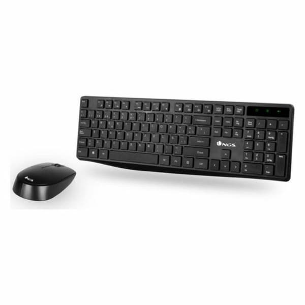 Tastatur og trådløs mus NGS NGSWIRELESSSETALLUREKIT Sort Spansk qwerty