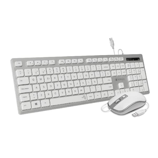 Tastatur og mus Subblim SUBKBC-CEKE60 Spansk qwerty Sølv, Hvid