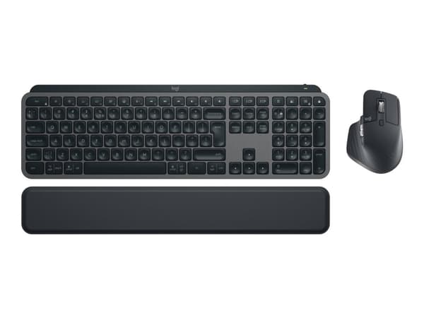 Logitech MX Keys S Combo, Täysikokoinen (100 %), RF Wireless + Bluetooth, Näppäimen saksikytkin, LED, Grafiitti, Sisältää hiiren