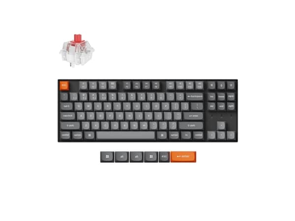 Keychron K8 Max, 80%, Kabel & Trådlös, USB + RF Wireless + Bluetooth, Mekaniska tangentbrytare, RGB LED, Svart
