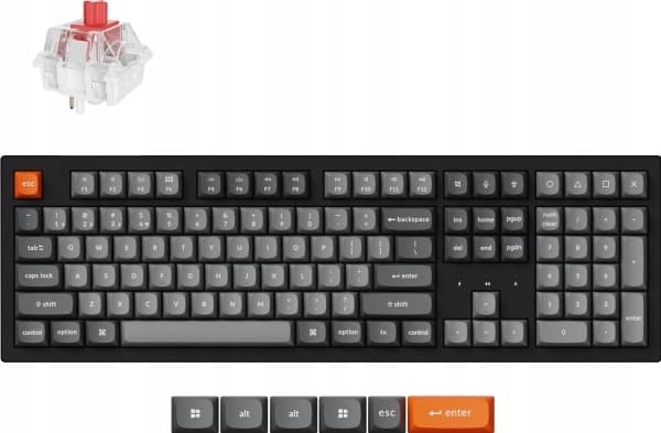 Keychron K10 Max QMK, Full størrelse (100 og), Ledning & Trådløs, USB + RF Wireless + Bluetooth, Mekanisk nøkkelbryter, RGB LED, Sort