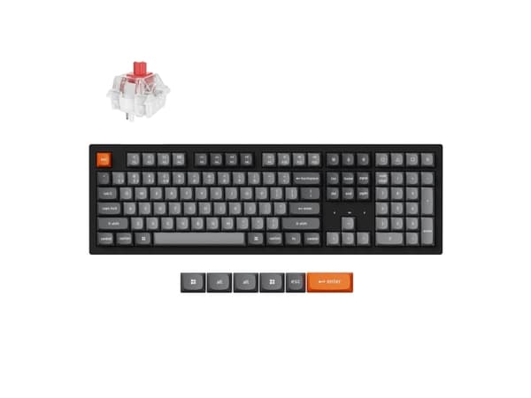 Keychron K10 Max QMK, Full størrelse (100 og), Ledning & Trådløs, USB + RF Wireless + Bluetooth, Mekanisk nøkkelbryter, RGB LED, Sort Sort