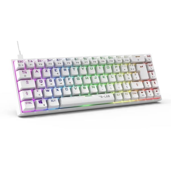 Speltangentbord - The G-Lab - KEYZ TITAN - Mekanisk (röd switch) - Trådbunden - RGB - Vit