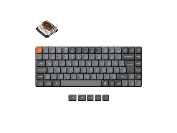 Keychron K3 Max, 75%, Wireless, USB + RF Wireless + Bluetooth, Mechanical, RGB LED, Grey Harmaa