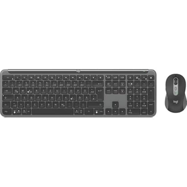 Logitech Signature Slim MK950 för trådlöst tangentbord och mus för företag - grafit, tyskt QWERTZ-tangentbord grafit