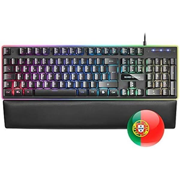 Gaming Tangentbord - MARS GAMING - MK320 - H-MECH - RGB 13 Läge - Ergonomisk Handledsstöd
