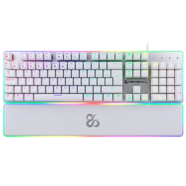 Tangentbord Newskill NS-KB-GUNGNYR-GAT-RE Vit Qwerty Spanska QWERTY